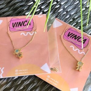 SOLD 🚫Stainless Steel Plated & Zircon Necklace